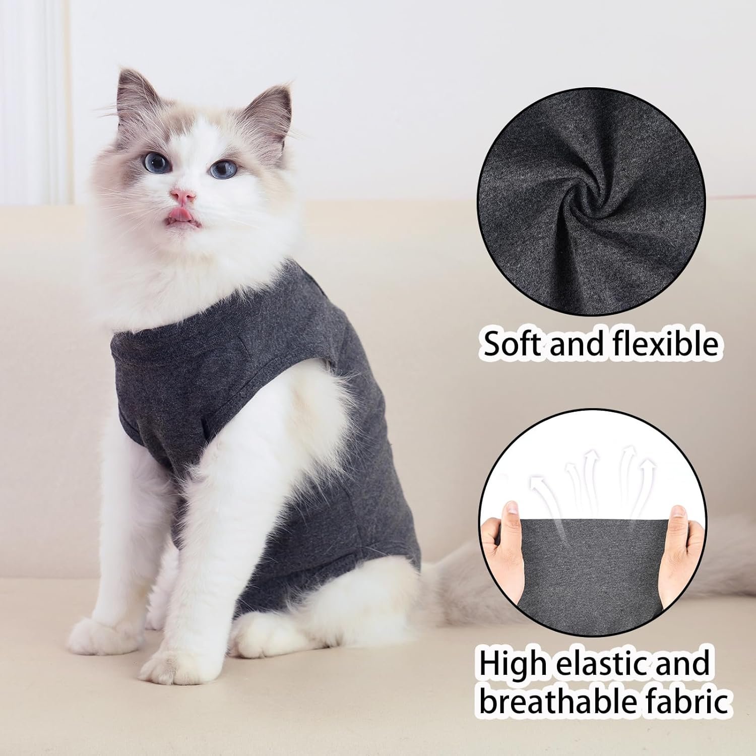 Axcimond Cat Body Surgery Leak Protection Cat Body Operation Castration Body for Cats after Surgery Castration Cat Suit Cat Clothing Surgical Body Cat Collar Alternative image number 6