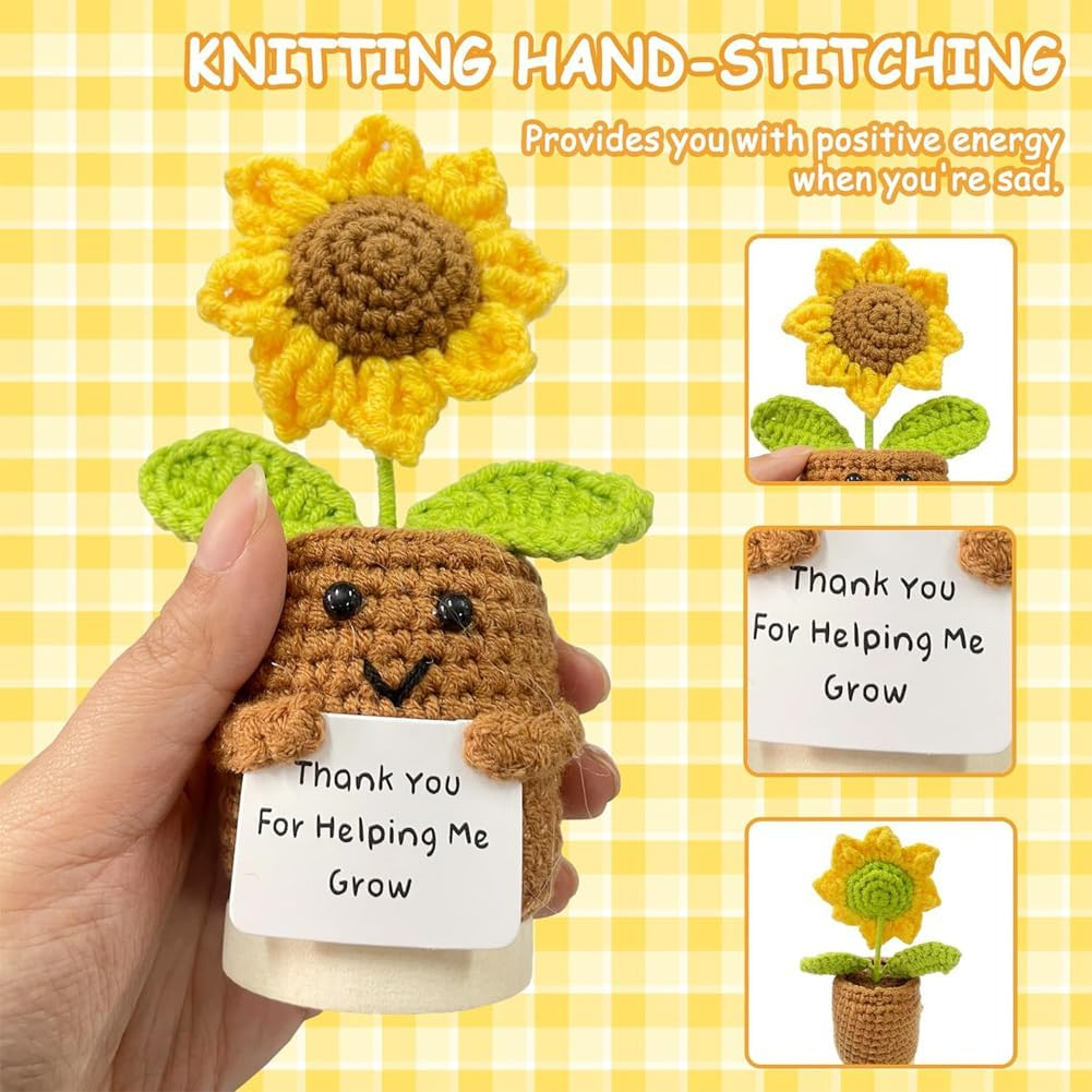 Suithink Positive Crochet Sunflower Doll for Thank You for Helping Me Grow Crochet Sunflower Doll for Women, Men image number 2