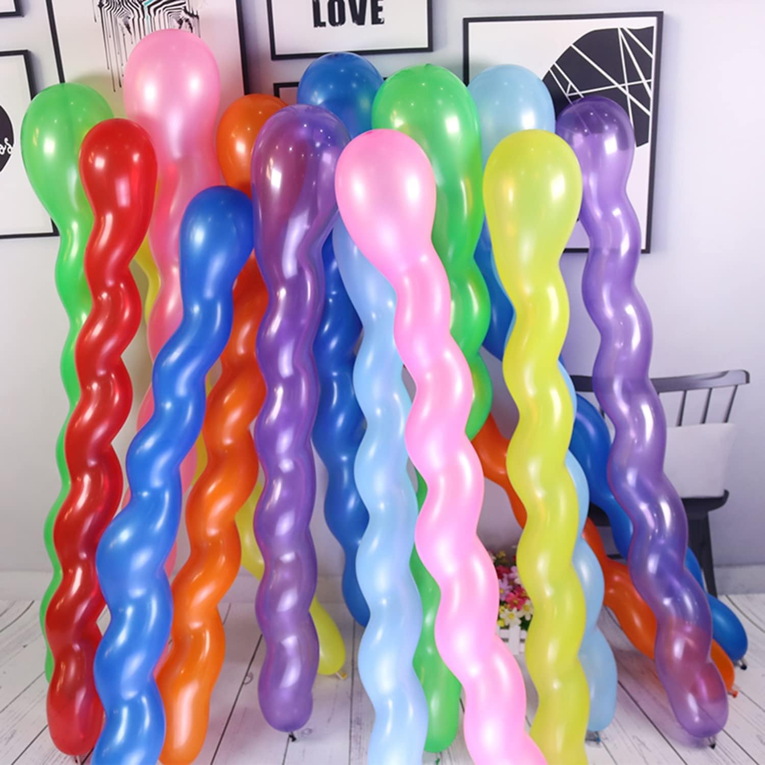 100Pcs 40 Inches Latex Spiral Balloons for Boys Girls Birthday Festival Party Decoration Mix Colors&hellip; image number 1