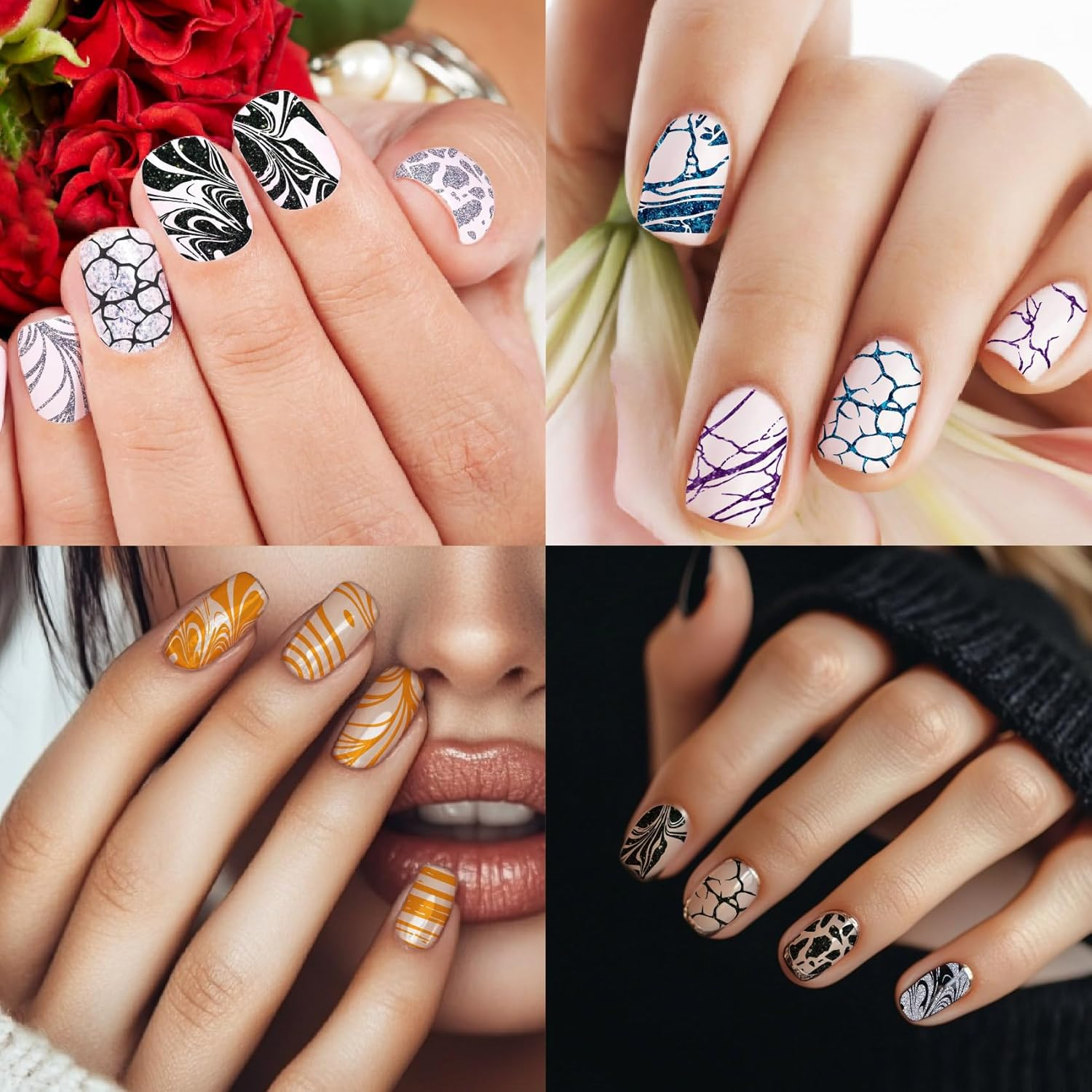 Arriettycraft 3Pcs/Pack Marble Nail Stamping Plates, Bow Nail Stamper Butterfly Art Stencils Stainless Steel Image Plate for Nails Art Design Manicure Salon image number 1