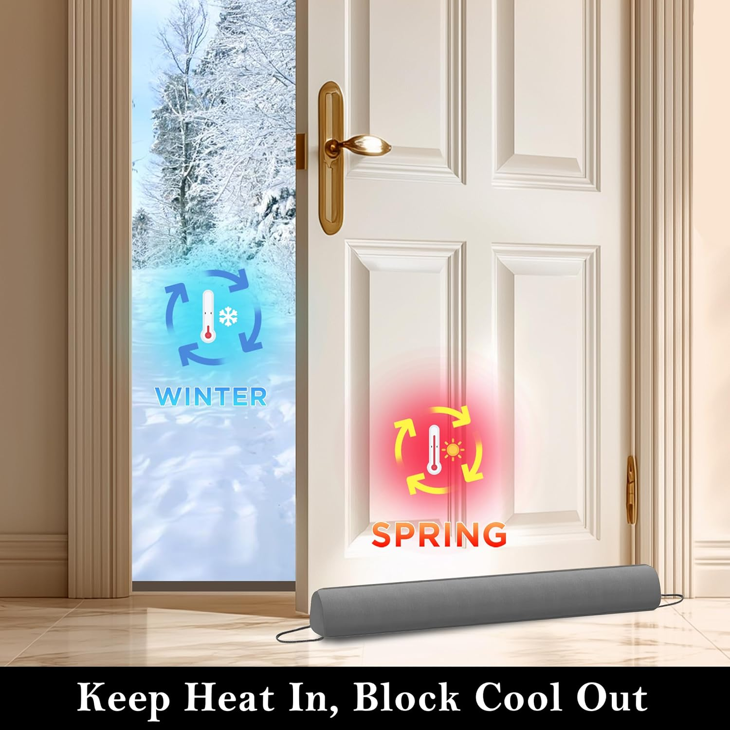 Sunolga 38" Door Draft Stopper Blocks Hot Cold Air with Removable Washable Cover for Gaps up to 3", All-Season Noise, Light, Dust and Wind Seal for the Bottom of Door and Window, Grey image number 4