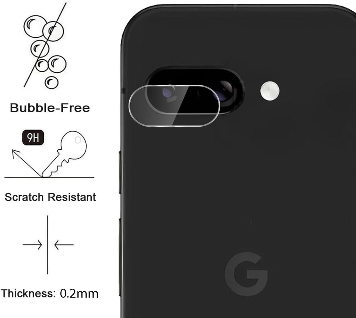GIOPUEY Ultra Thin Pack of 4 Camera Protection Compatible with Google Pixel 9A, HD Camera Glass Screen Protector [Scratch-Resistant] Camera Protector for Google Pixel 9A - B-Transparent. image number 4