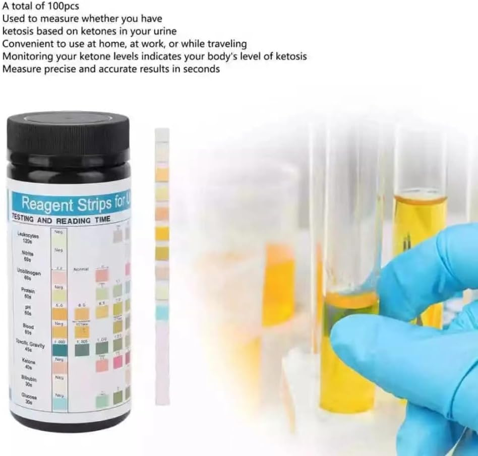 100 Strips URS-10T Urinalysis Reagent Strips, 10 Parameters Urine Test Strips Nitrites PH Ketones image number 1