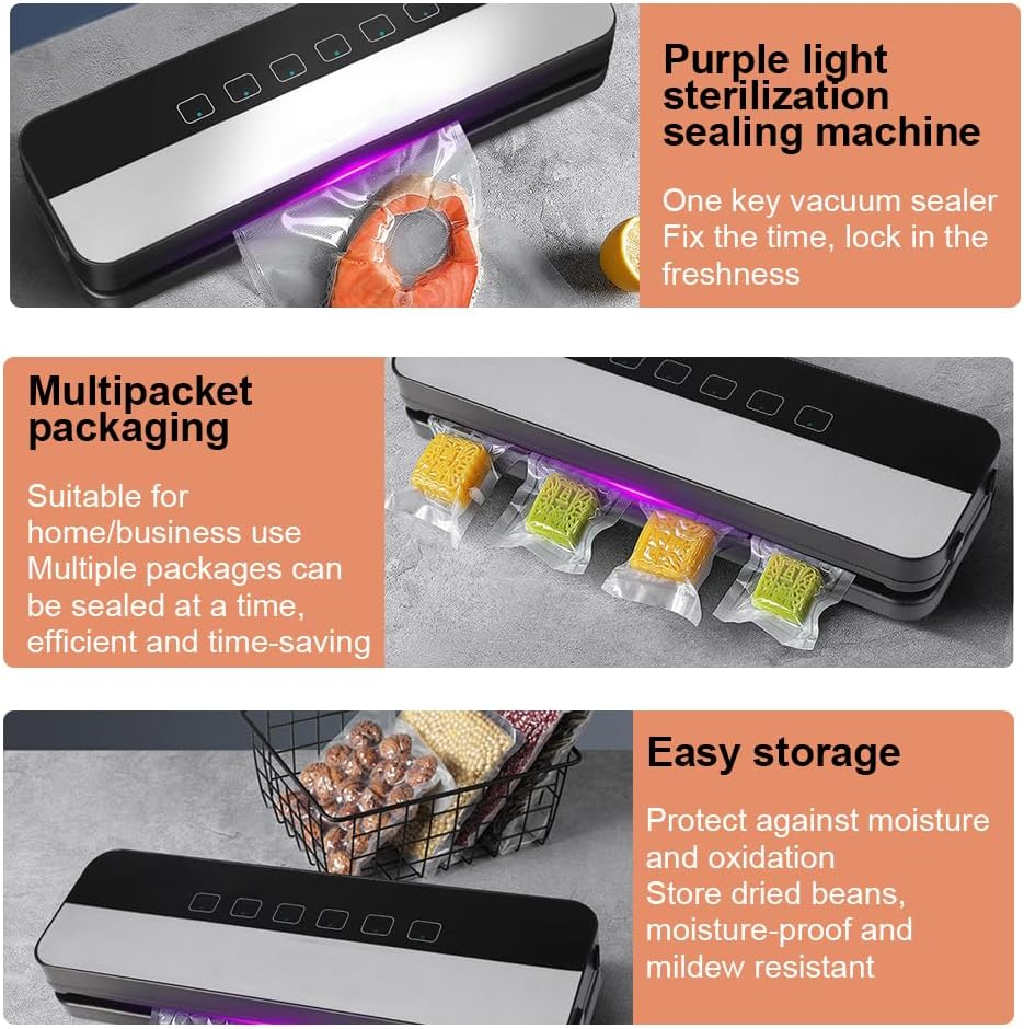 HPAMR Automatic Sealing Machine, Vacuum Sealer Machine, Household Food Preservation Machine Compression, Dry and Wet Dual-Purpose Small Fresh-Keeping Sealing Machine for Food save and Storage image number 6