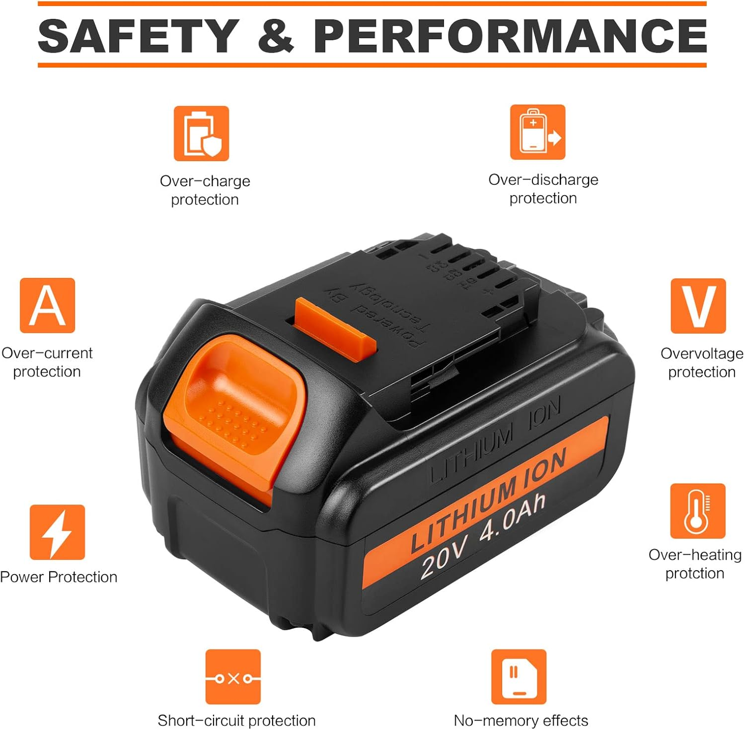 Lithium-Ion Battery 4000Mah Replacement for Dewalt 20V XR DCB200 DCB205 DCB184 DCB182 DCB200 DCB180 Cordless Drill Tool Batteries Pack image number 6