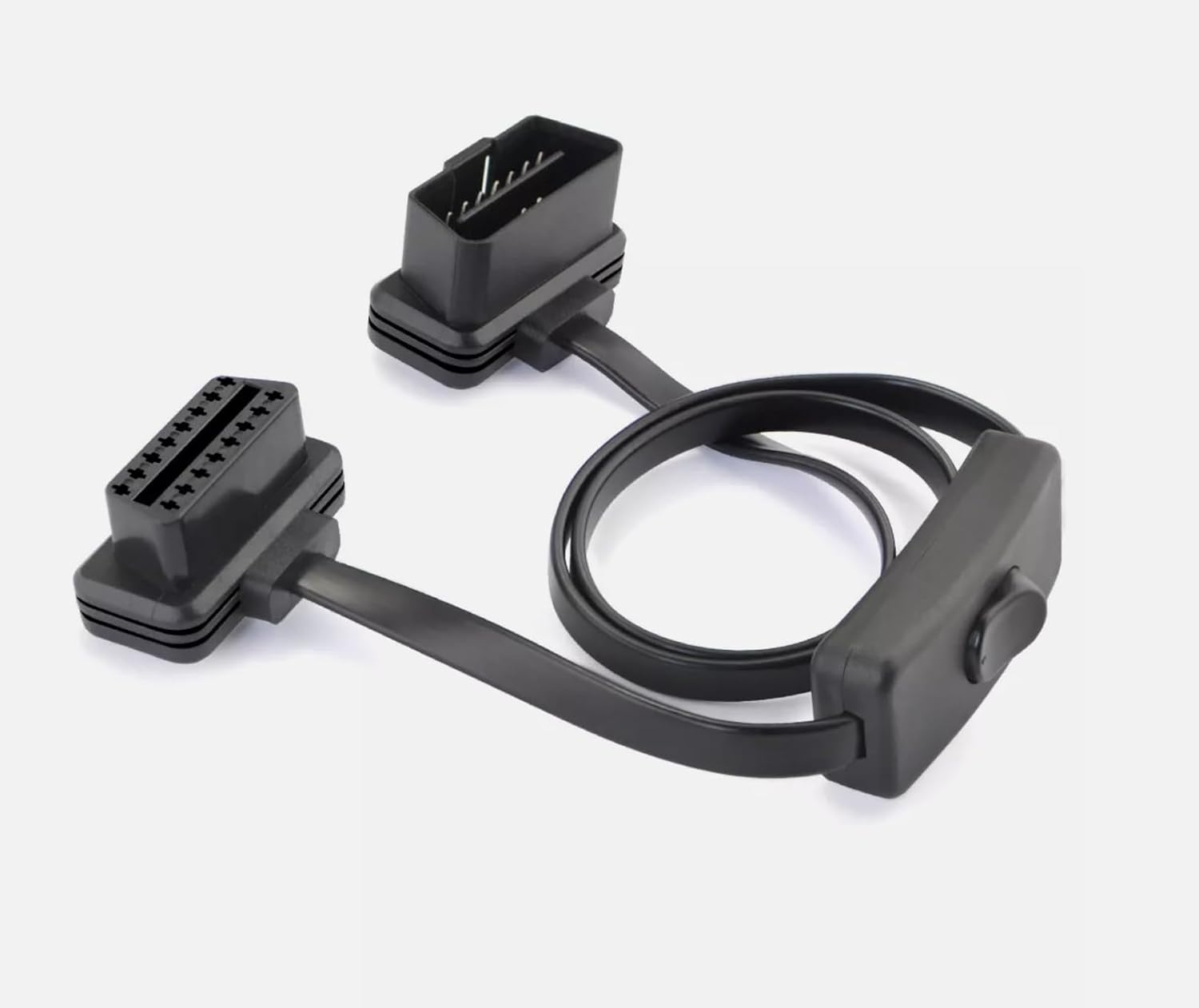 2Ft/60Cm OBD 2 OBD II 16 Pin Car Male to Female Extension Cable Diagnostic Extender with Power Switch image number 2