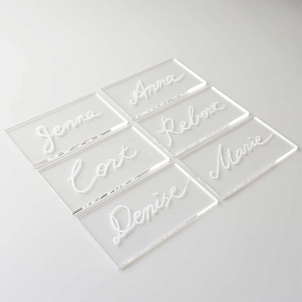Clear Acrylic Place Card Small Acrylic Rectangle Blank Name Plate Seating Cards, 24Pcs Clear Acrylic Place Card Rectangle Acrylic Name Card Plate,Small Rectangle Acrylic Blank Seating Card Name Plate image number 2