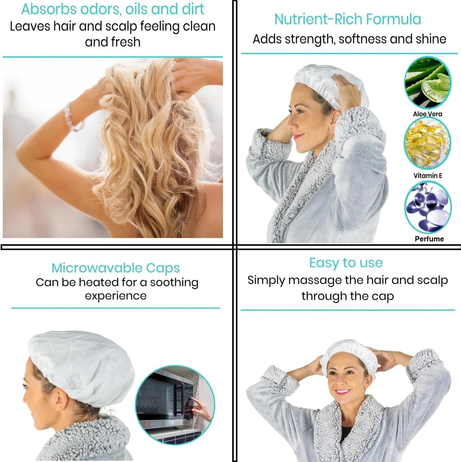 LADY HAWK 1 Pack Eco Care Easy Bath Shampoo Cap for Comfortable and Complete Hair Wash. Shampoo and Condition Hair in Minutes, Leaves Hair Fresh and Clean. Microwavable image number 1