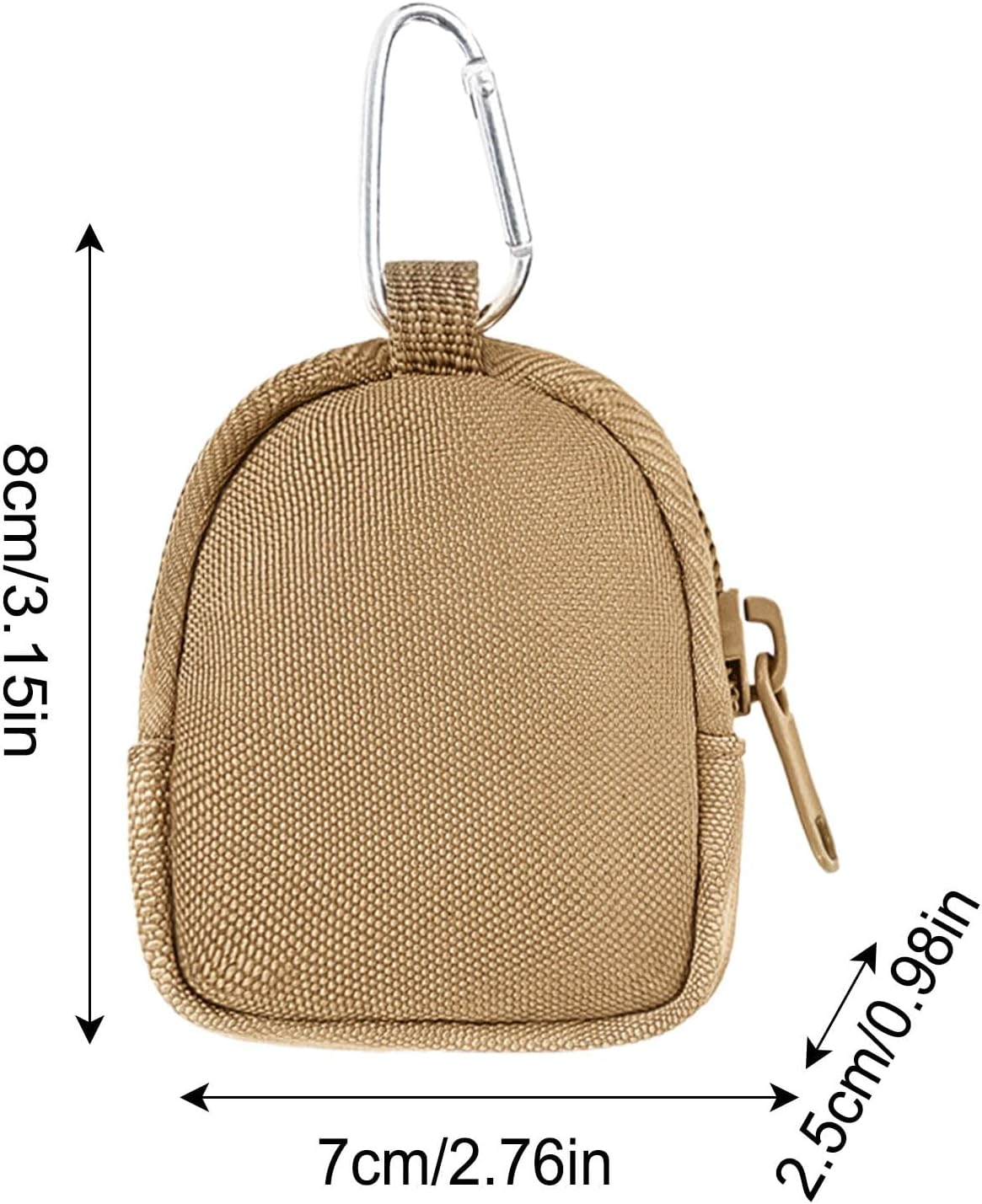 Small Bag Keychain, Small Bag for Backpack | Small Backpack Coin Purse | 8Cm/3.15" Small Bags Accessories, Cute Zipper Wallet Bag for Key, Mo, Khaki, Consulte La Descripci&oacute;n, See Description image number 2
