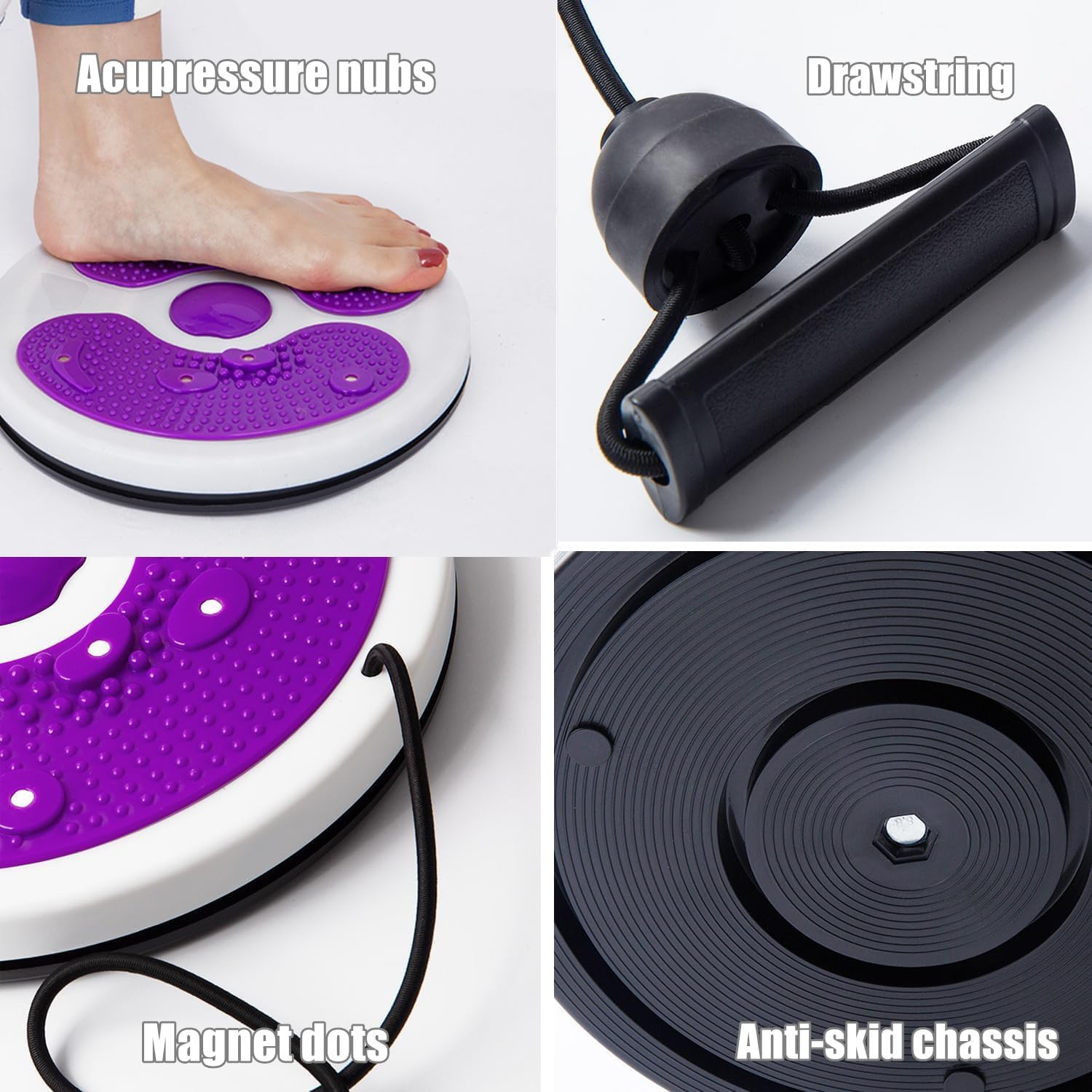 Waist Twisting Disc, Waist Whisper with Resistance Bands and Foot Massage, Body Shaping Waist Whisper Twisting Disc Board, Waist Trainer Machine for Exercise and Toning Workout Decoration (C) image number 6