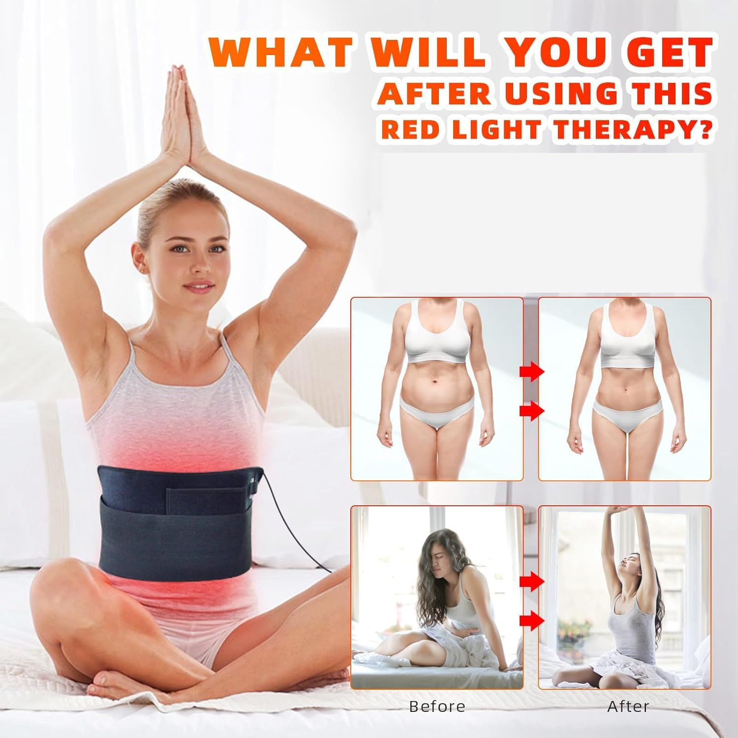 Red Light Belt with 120 Pcs 660Nm Red and 240 Pcs 850Nm Infrared Light LED Bead- Equipped with Timing Function - High Stability and Adaptability Straps for Home Office & Gym image number 6