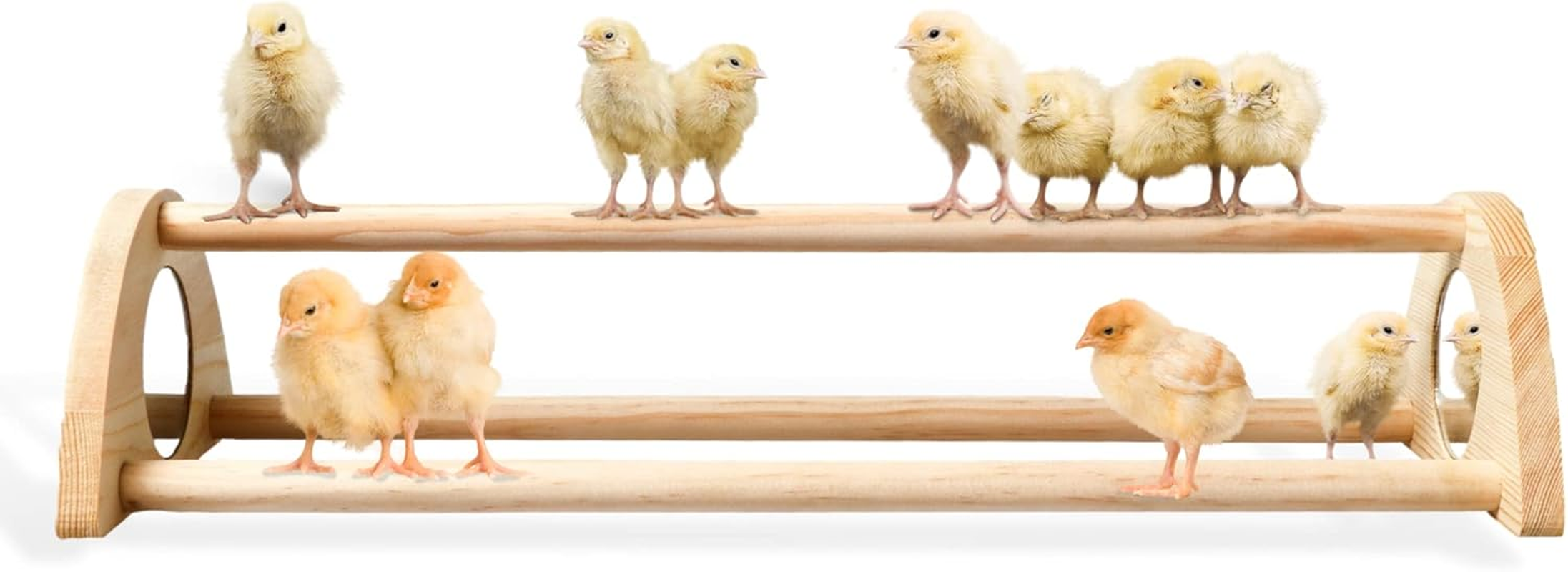 Tongass 16" Extra Long Chicken Perch - Freestanding Roosting Bar for Baby Chicks with Built-In Mirrors for Entertainment - Durable Polished Bamboo Roosting Bar - 15 3/4 X 6 5/8 X 3 1/2" image number 2
