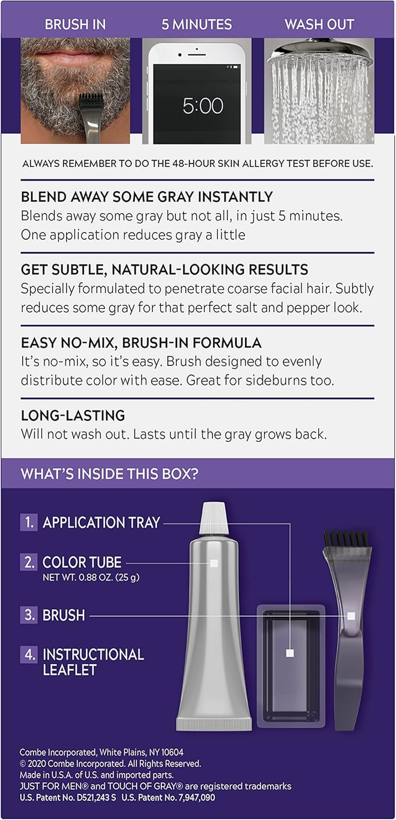 Just for Men Touch of Gray Mustache and Beard Color, Dark Brown & Black image number 5