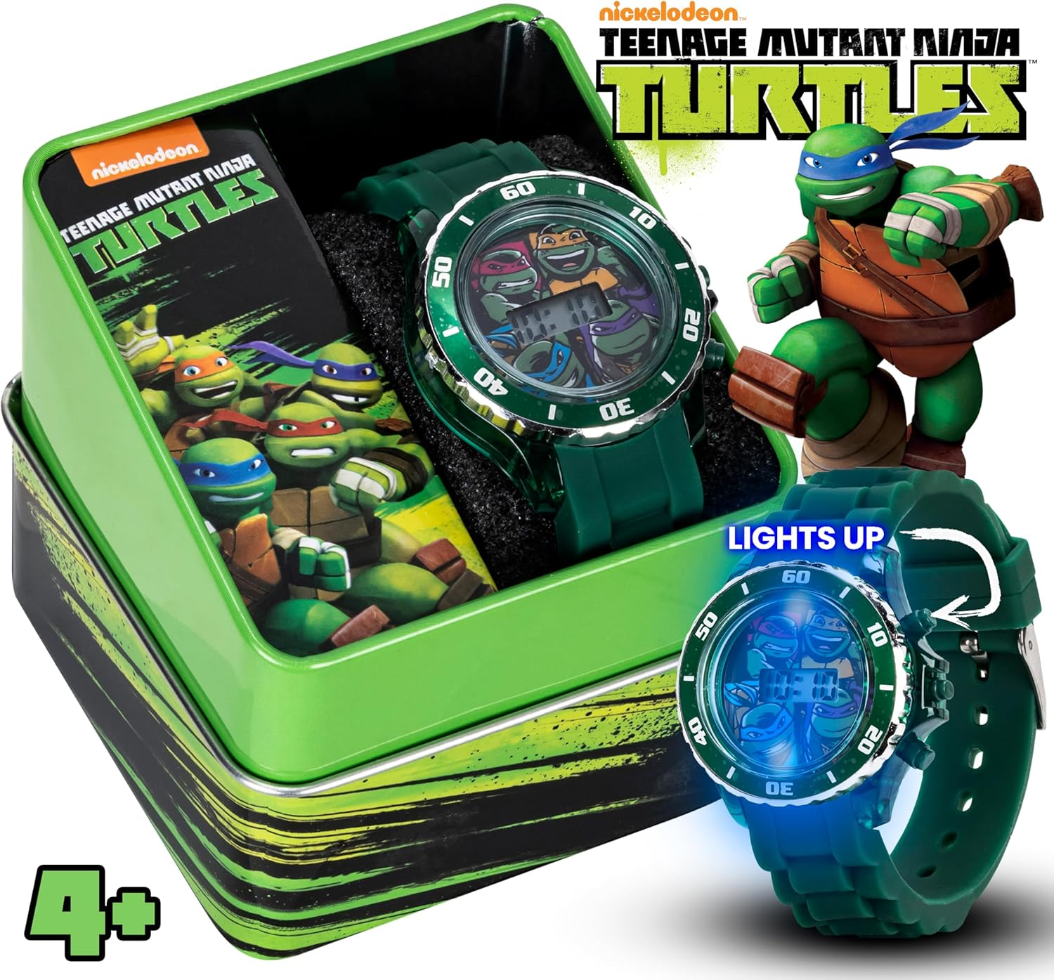 Accutime Ninja Turtles Kids' Digital Watch, Green, Japanese image number 2