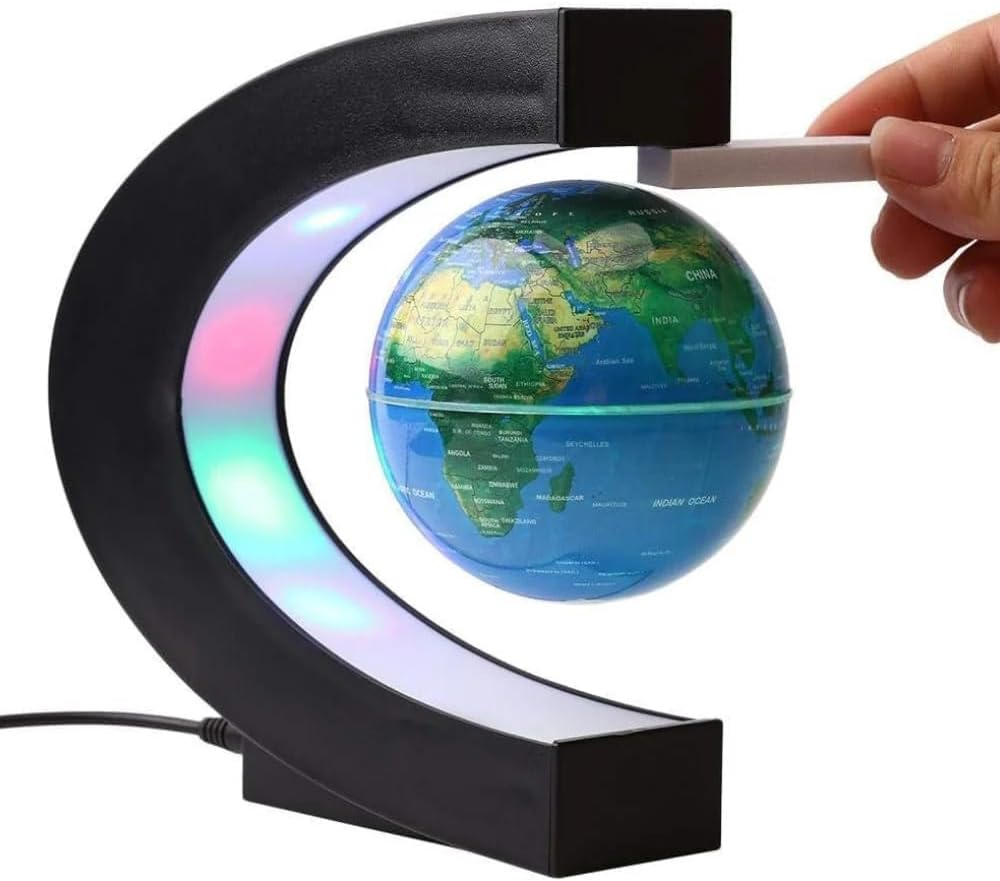 Gominimo Magnetic Levitation Floating Globe with LED Light High-Tech Clear Vision Map Day/Night Mode, Blue image number 3