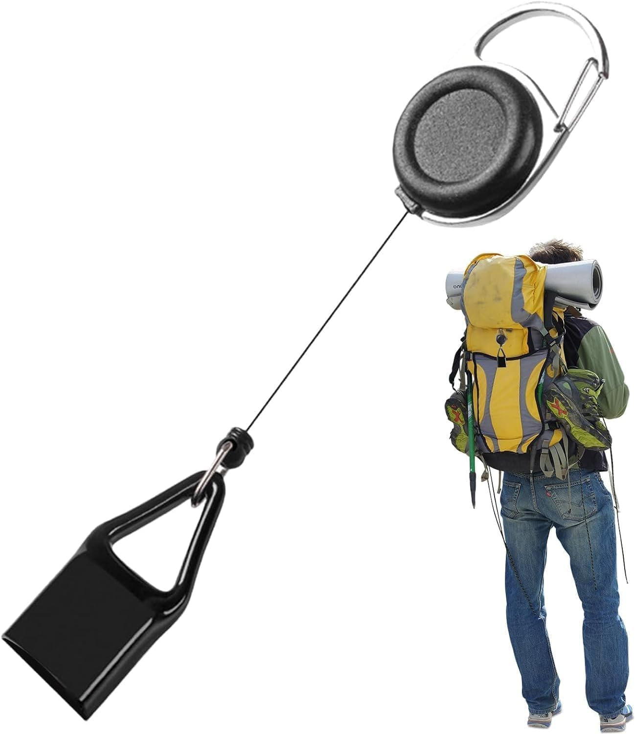 2Pcs Pants Lighter Clip, Black Retractable Lighter Belt, anti Lost Retractable Cover, Keychain Belt, Leash for Fishing Hiking, Protective Cover for Camping, Leash image number 3