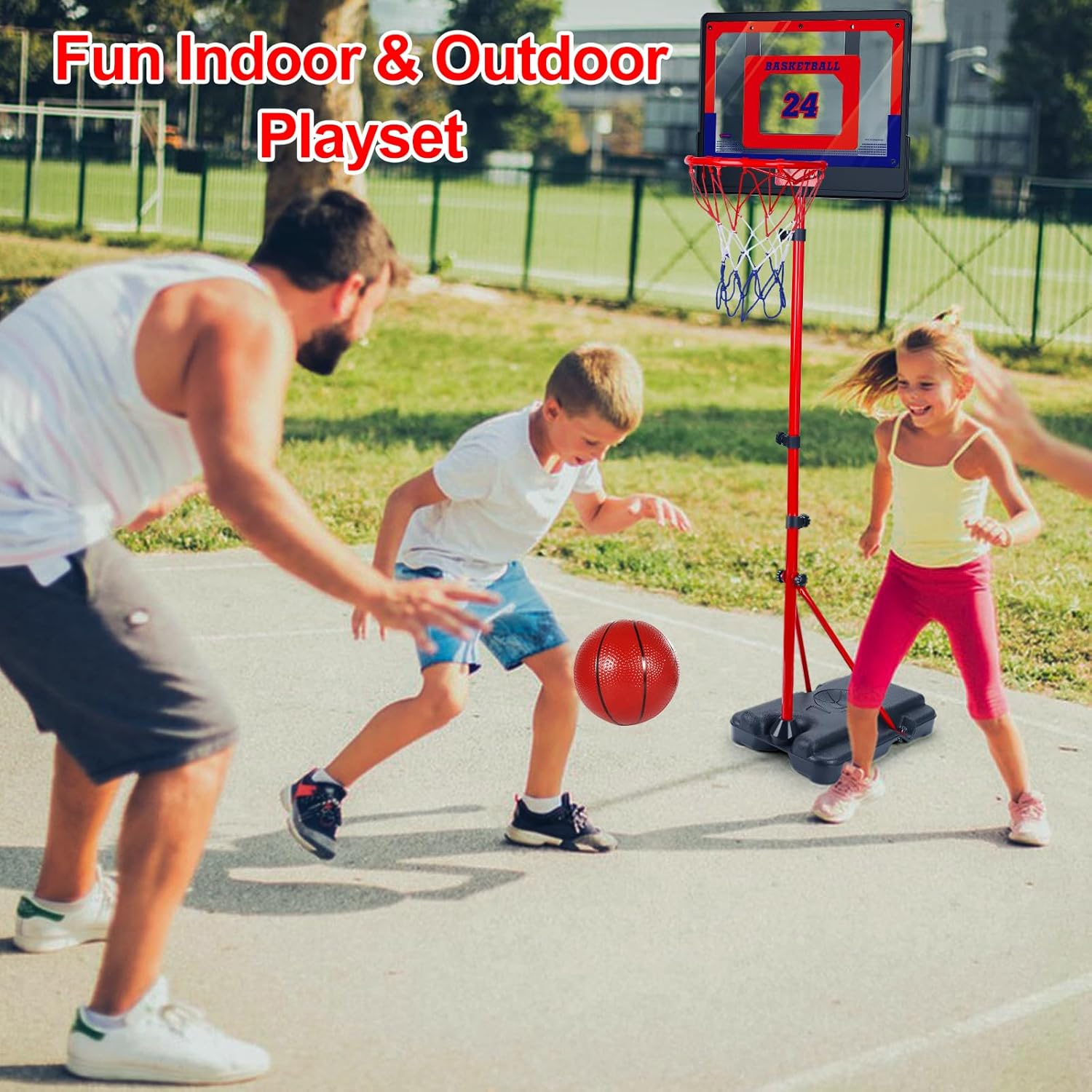 Basketball Hoop Indoor Outdoor for Children Height Adjustable 107 Cm - 189 Cm, Basketball Basket Set Toy with Ball Pump, Sports Toy Gift for Boys Girls from 3 4 5 6 7 8 Years image number 3