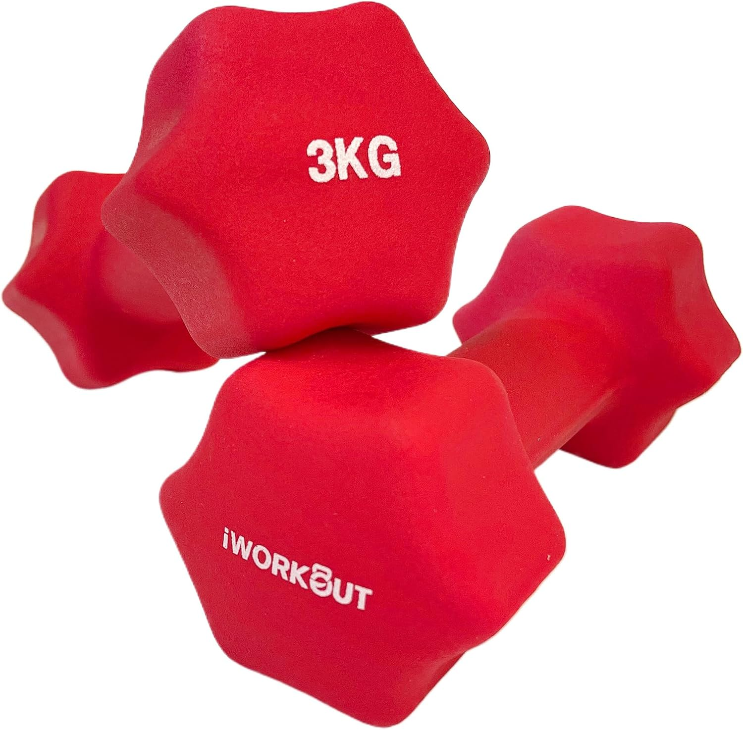 Hexagon Anti-Slip Neoprene Dumbbell Set (1KG-4KG) - Pair of Hand Weights for Men & Women,Perfect for Home Gym Strength Training, Exercise & Fitness Workouts