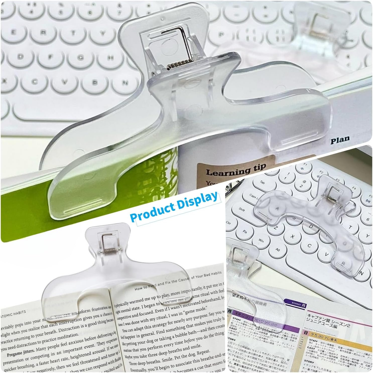 5 Pcs Book Clip for Reading Portable Book Page Holder for Hands Free Reading, Book Reading Accessories, Works on Hardcovers, Paperbacks, Magazines, and Comic, Art, Piano and Recipe Books (Green) image number 1