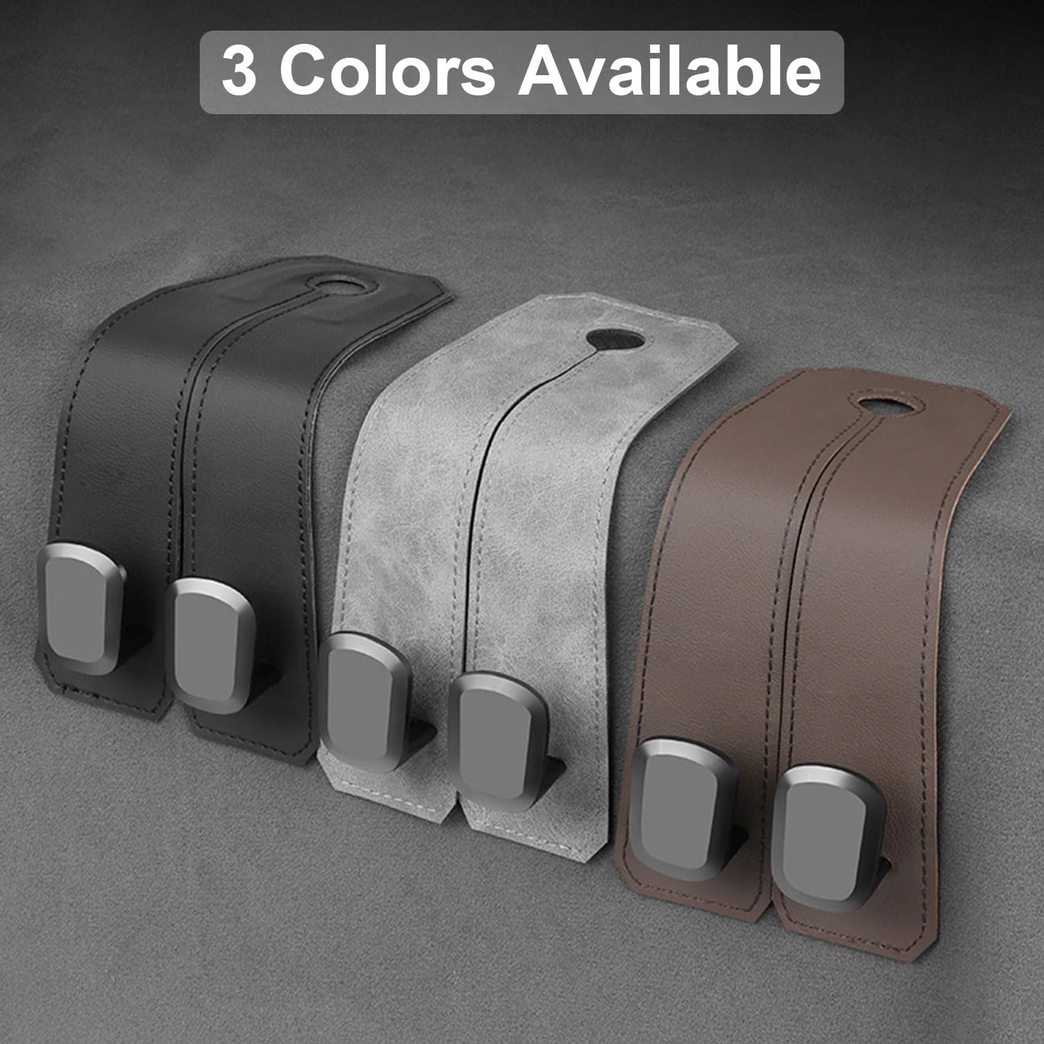 Elegananccy 2 Pack Double Car Seat Headrest Hooks, Leather Car Purse Hanger Holder for Bags, Cars Organizer and Storage Accessories for Women(Black) - Brown image number 6