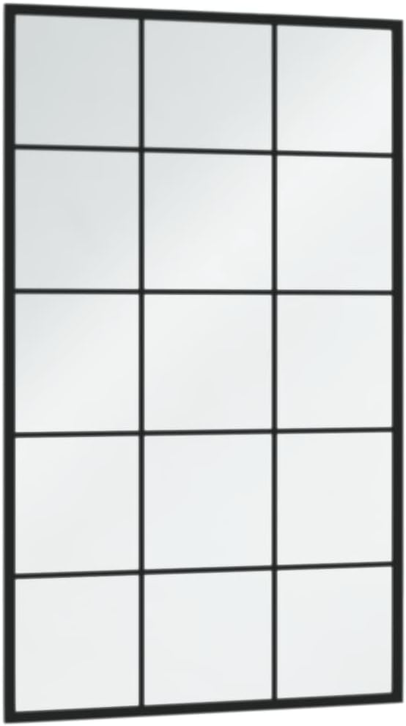 Vidaxl Wall Mirror, Black, 100X60Cm, Metal and Glass, Indoor Home Living Room Bathroom Bedroom, Vanity Makeup, Wall-Mounted, with Mounting Hooks image number 2