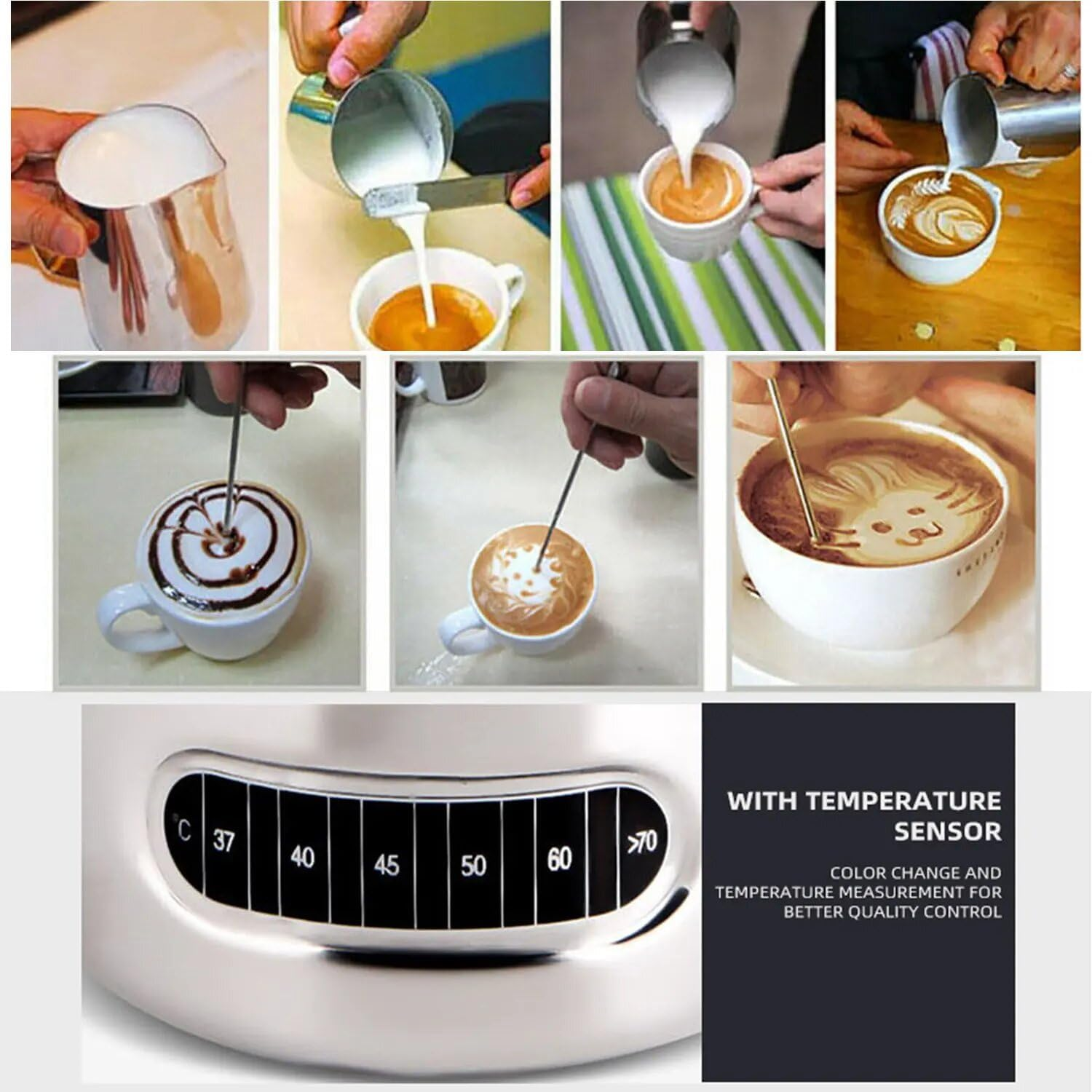 350 Milk Frothing Thermometercoffee Pitcher Stainless Steel Jug image number 6