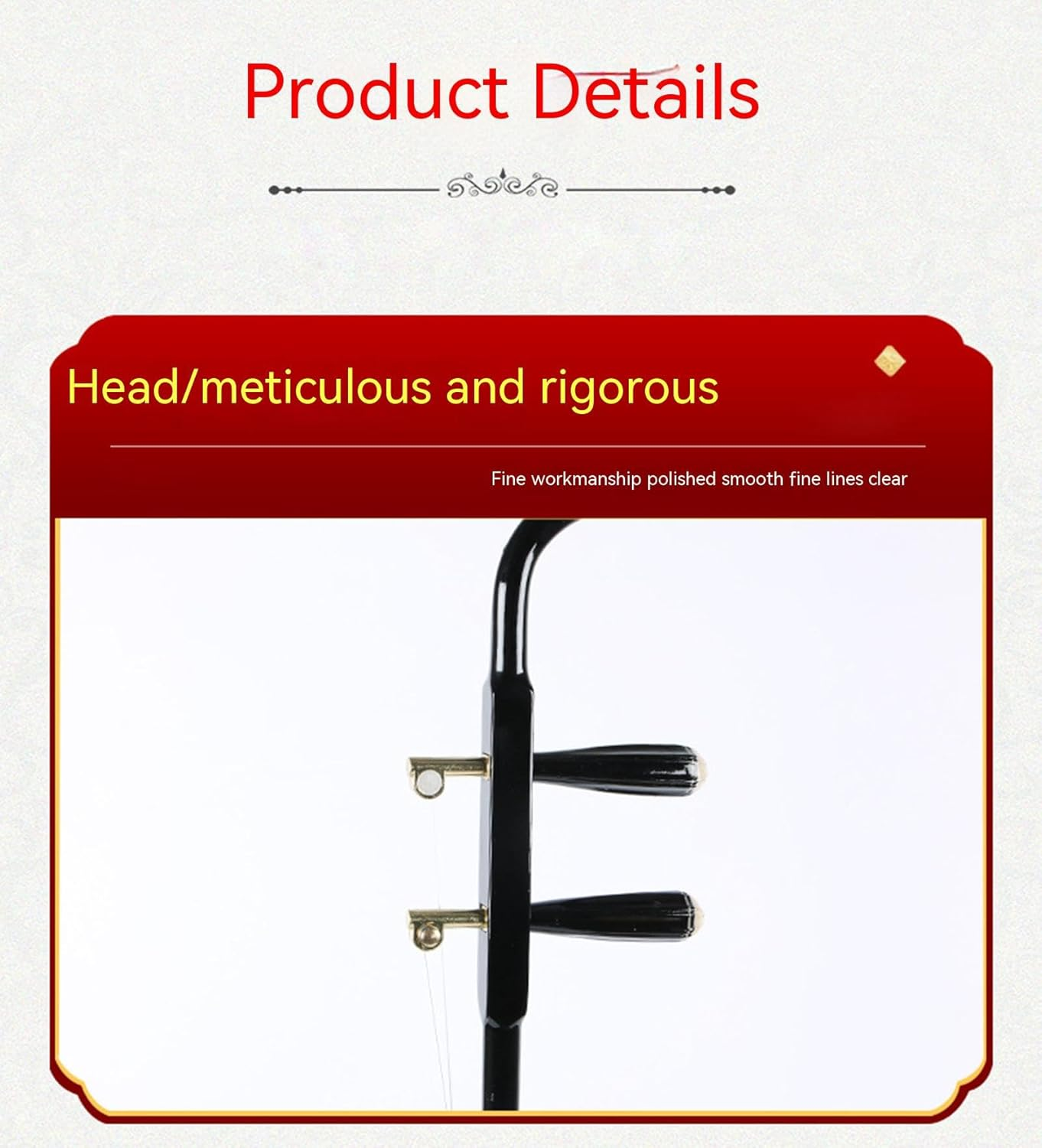 Mocrcrel Chinese Erhu Instrument for Beginner Entry Level,Erhu Chinese 2-String Violin Fiddle Musical Instrument 32 Inches (Color Wood) image number 6