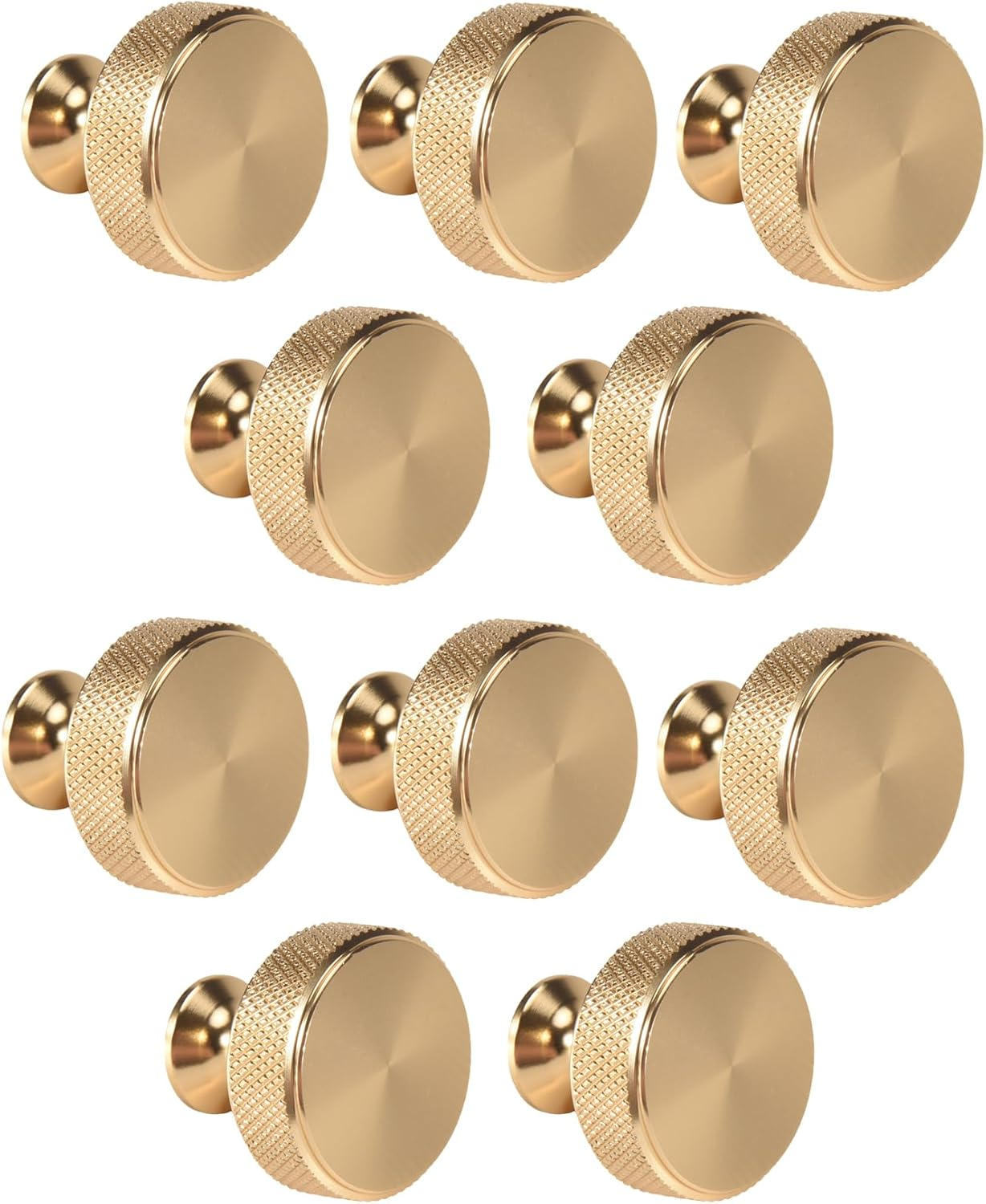 Yieidui 10 Pack 1.2 Inch Brushed Gold Cabinet Knobs Gold Drawer Knobs round Dresser Knobs image number 2