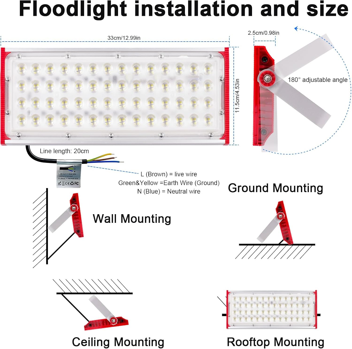 LED Flood Light Outdoor 200W 20000LM, 2 Pack IP66 Waterproof LED Work Light 6500K Cool White Floodlight Spotlights, Security Light for Warehouse Garden Garage Sports Field Yard image number 1