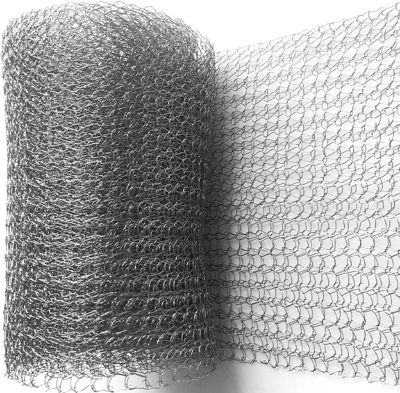 5" X 9.84Ft Stainless Steel Wire Mesh Roll - Double Layer Flexible Metal Mesh for Rodent Control, Hole Fill Fabric Gap Blocker, DIY & Garden Protection (Silver) image number 1