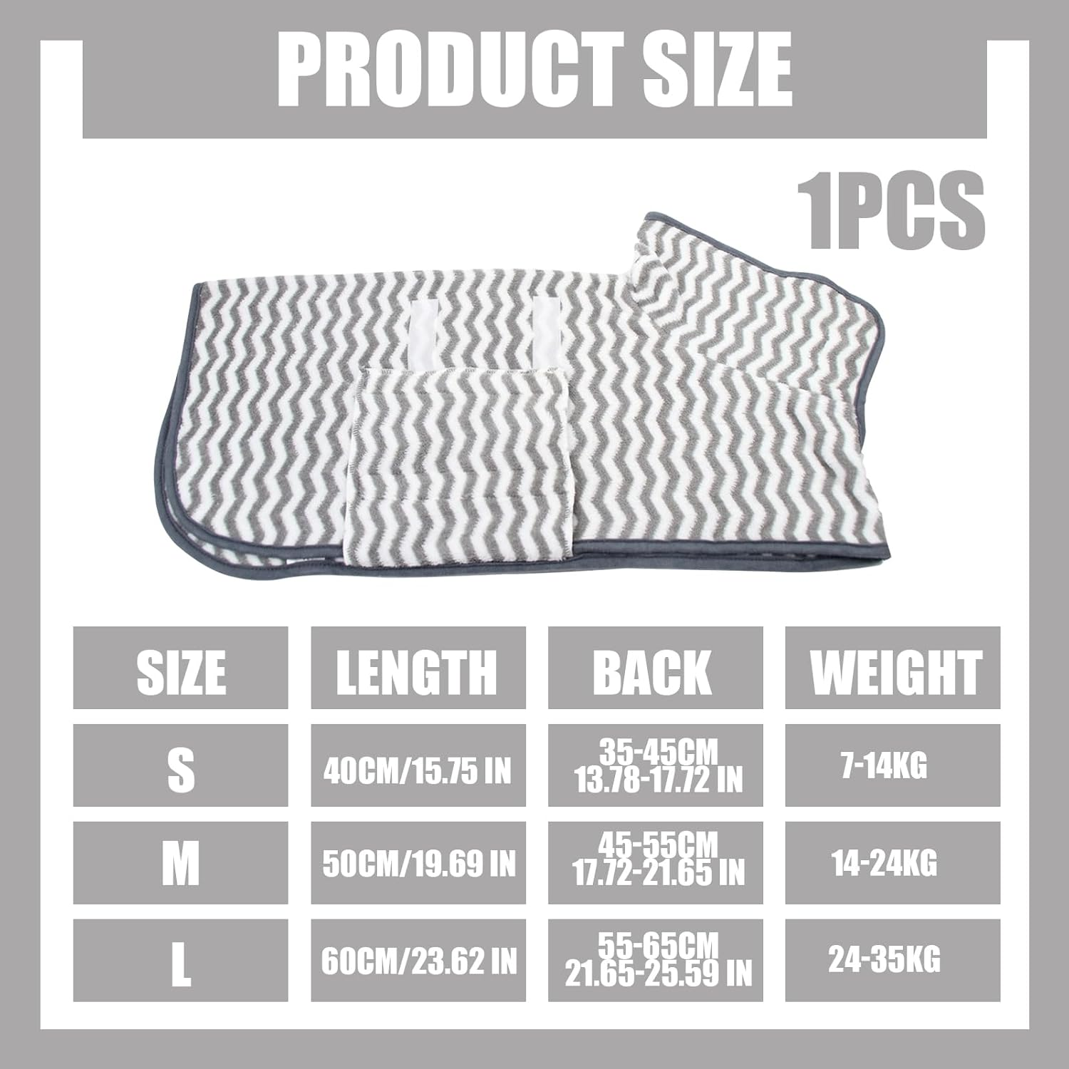 Dog Bathrobe Coat, Super Absorbent Dog Bath Towel, Microfibre Pet Bathrobe for Small, Medium Dogs, Adjustable Dog Towel for Pets, Puppies, Bath, Swimming, Grooming (Grey, M) image number 2