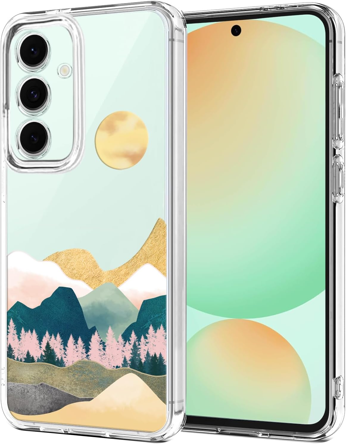 Unov Compatible with Galaxy S24 FE Case Clear with Design Soft TPU Shock Absorption Slim Embossed Flower Pattern Protective Back Cover 6.7 Inch (Serria Mountains) image number 6