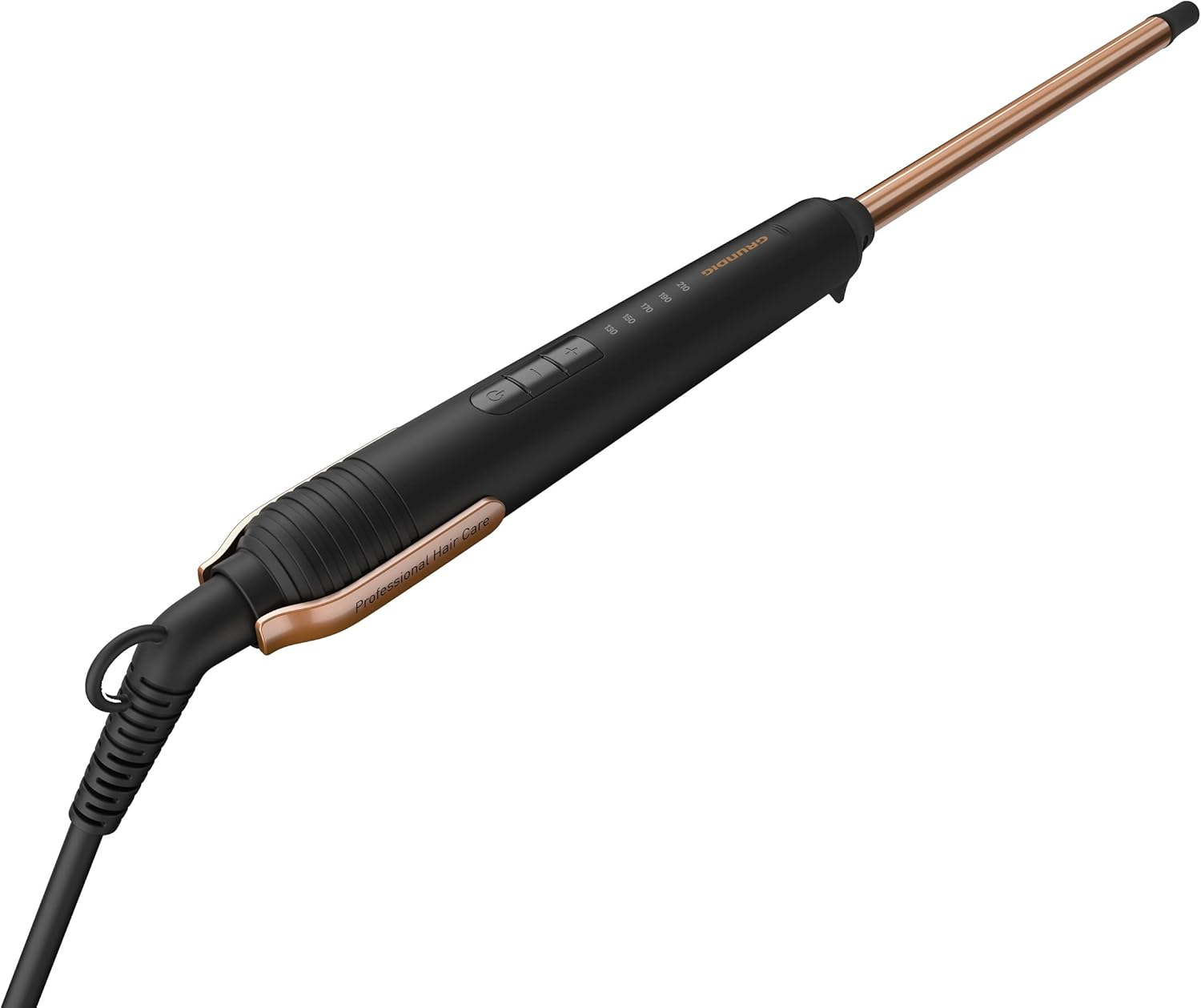 Grundig Naturashine HS 7230 Hair Styler 10Mm Diameter Ceramic Coating with Macadamia and Coconut Oil 5 Levels 130&deg;C to 210&deg;C Fast Heating Time Black Rose Gold image number 1