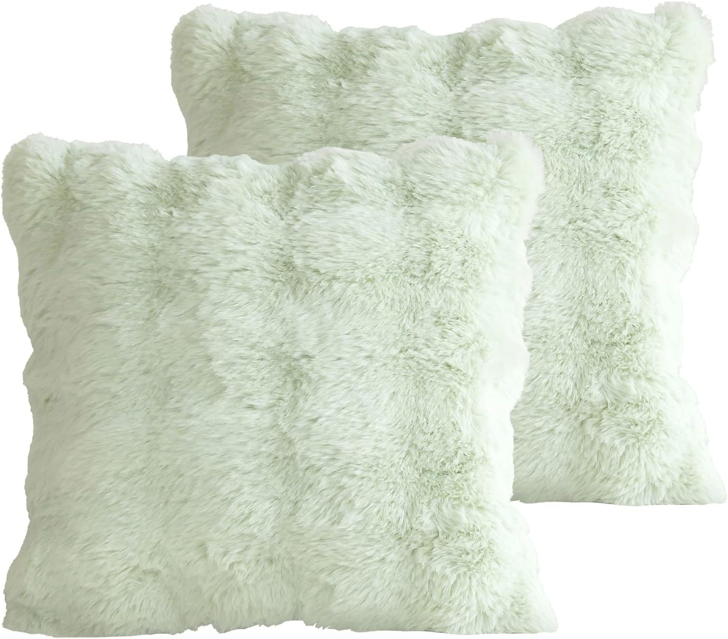 Set of 2 Decorative Throw Pillow Covers 45X45Cm, Khaki Fluffy Pillow Case Luxury Faux Fur Square Sofa Cushion Covers for Sofa Couch Living Room Bedroom House Decor