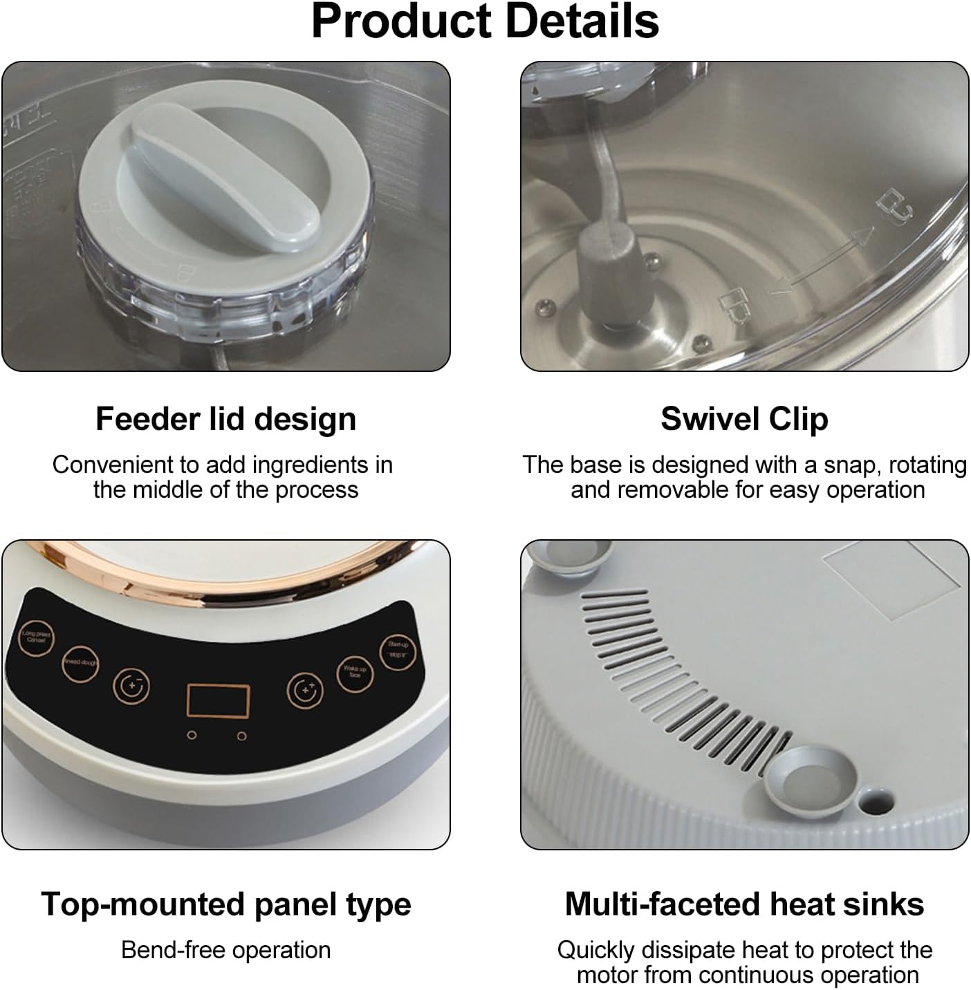 Zertylre Stainless Steel Dough Maker, 5L Dough Flour Mixer Machine, Dough Kneading Machine with Ferment Function, Electric Stand Dough Mixer Bread Proofer with Timing, Touch Panel for Home Baking (7L) image number 3