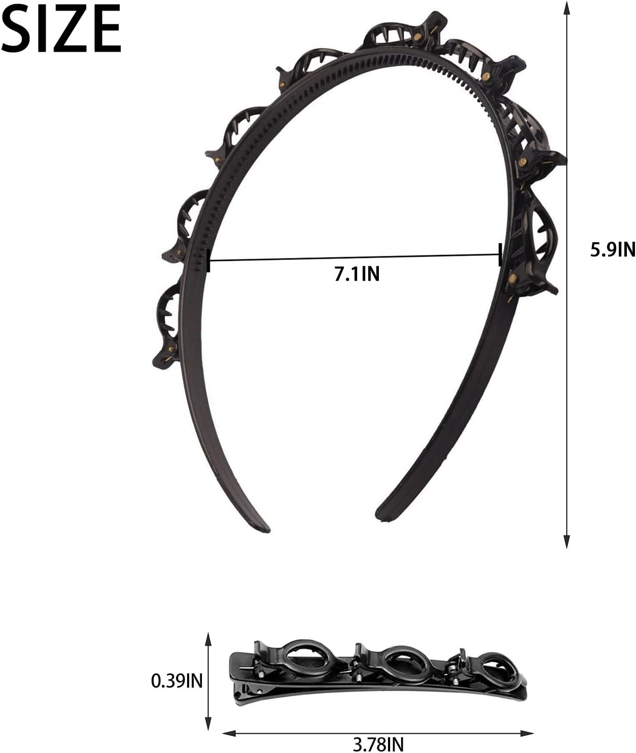 SSKHE 2 Layered Teeth Combs Hair Bands Headbands Headbands Non-Slip Fringe with Clips Versatile Accessories to Solve Your Style image number 5