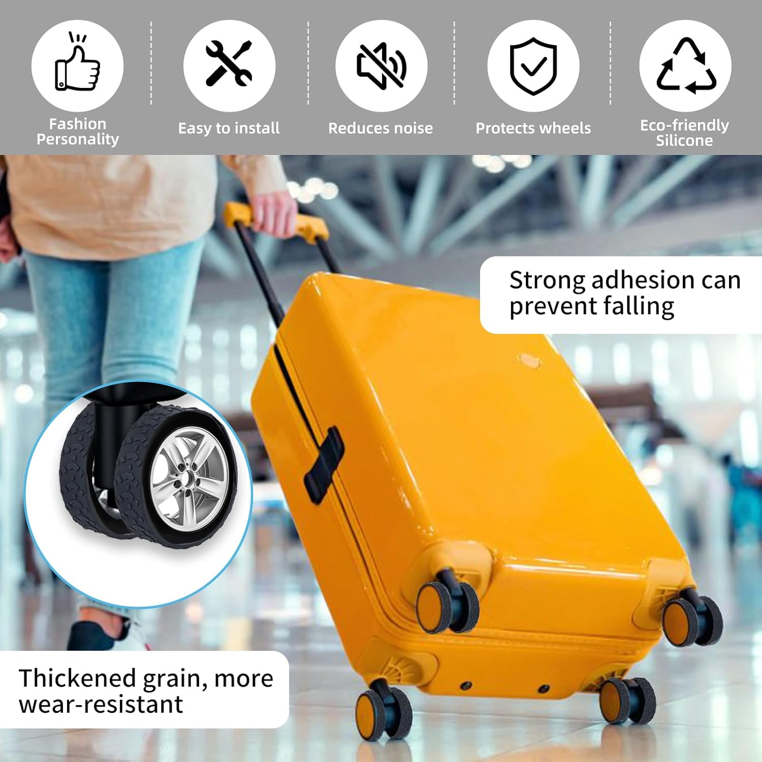 NICENEEDED 8 Pcs Luggage Wheel Protector, Silicone Suitcase Wheel Covers, Luggage Wheel Covers Suitcase Spinner Wheels Protector Suitcase Covers Travel Luggage Accessories image number 1