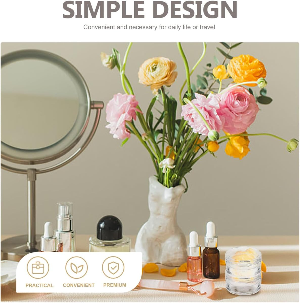 Baluue 20 Pieces Sample Containers with Lids, Clear Plastic Cosmetic Containers Refillable Sample Jars Portable for Creams Lotion Liquid Storage, 5 Gram