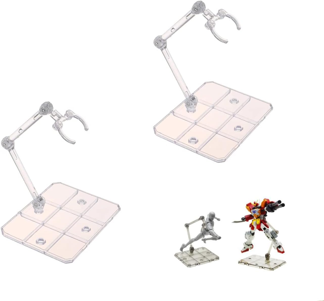TSY TOOL 2 Pcs of HG144 Action Figure Stand, Display Holder Base, Doll Model Support Stand Compatible with 6" HG RG SD SHF Gundam 1/44 Toy Clear image number 6