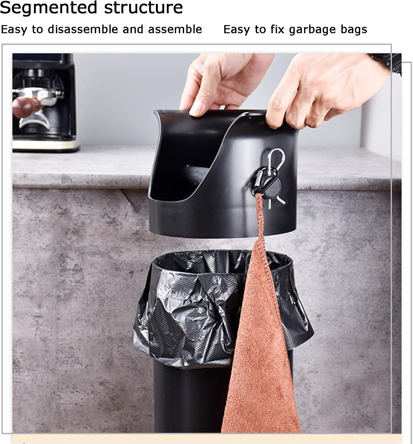 Coffee Grounds Knock Box, 17L Espresso Grind Dump Collection Bin with Garbage Bags and Towel, for Teahouse Household(White)