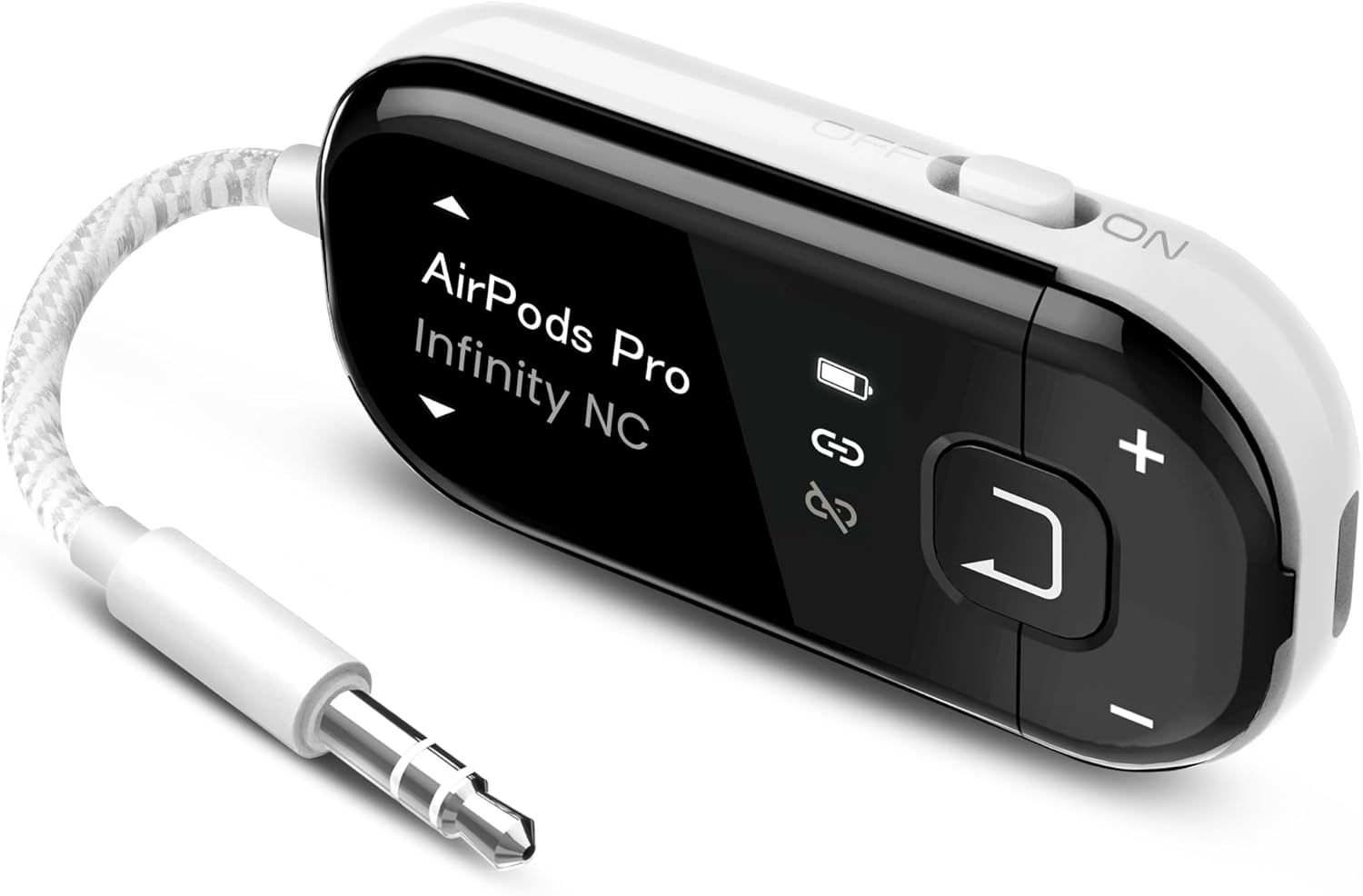 Avantree Voyager - Bluetooth 5.4 Airplane Adapter with OLED Screen for Headphones & Airpods, Qualcomm Chipset, Aptx Adaptive, Auracast Support, 3.5Mm AUX Wireless Audio Transmitter for Travel & Flight