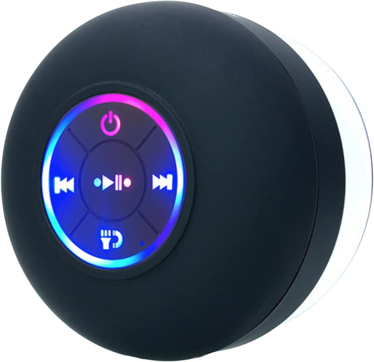 Bt 5.0 Speaker Ipx4 Speaker with Suction Cup Shower Speaker with Built-In Mic Hands-Free Call Ambient Light, Black Black