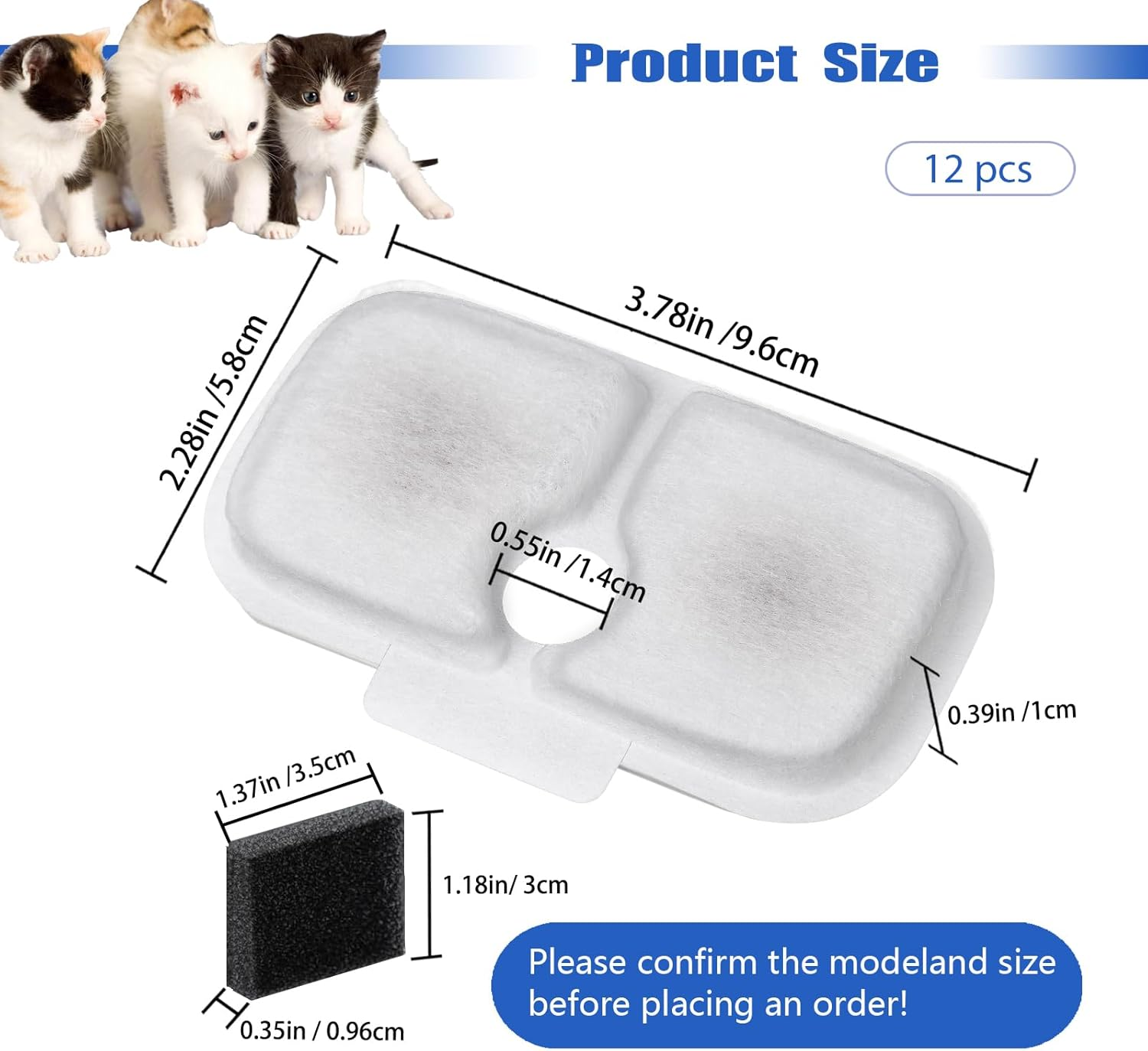 Cat Water Fountain Filter,Pet Fountain Filter Replacement for Pet Fountain,Water Fountain Filters Replacements Fit for Petlibro Dockstream Cat Water Fountain PLWF005/PLWF115/PLWF105 (12 Pack) image number 4