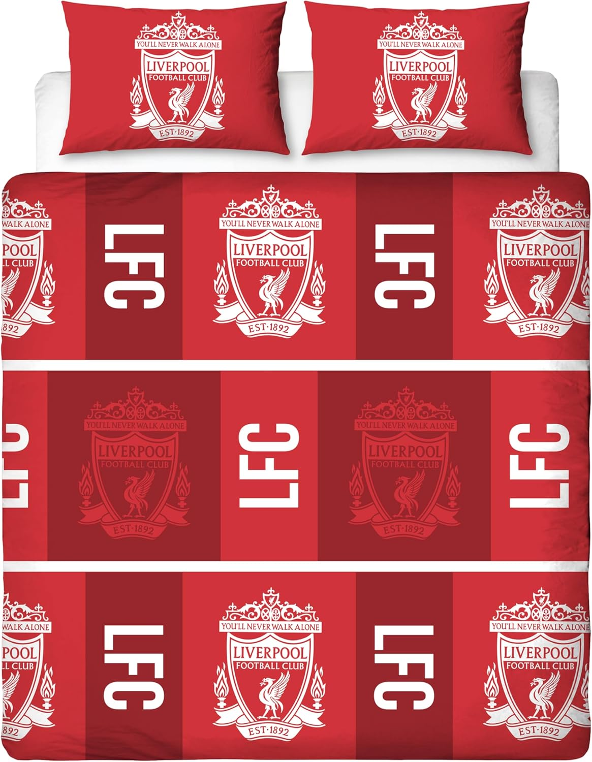 Liverpool FC Official Double Duvet Cover Set, Crunch Design | Red Reversible 2 Sided Football Bedding Cover | Official Merchandise Including Matching Pillow Cases | Polycotton image number 1