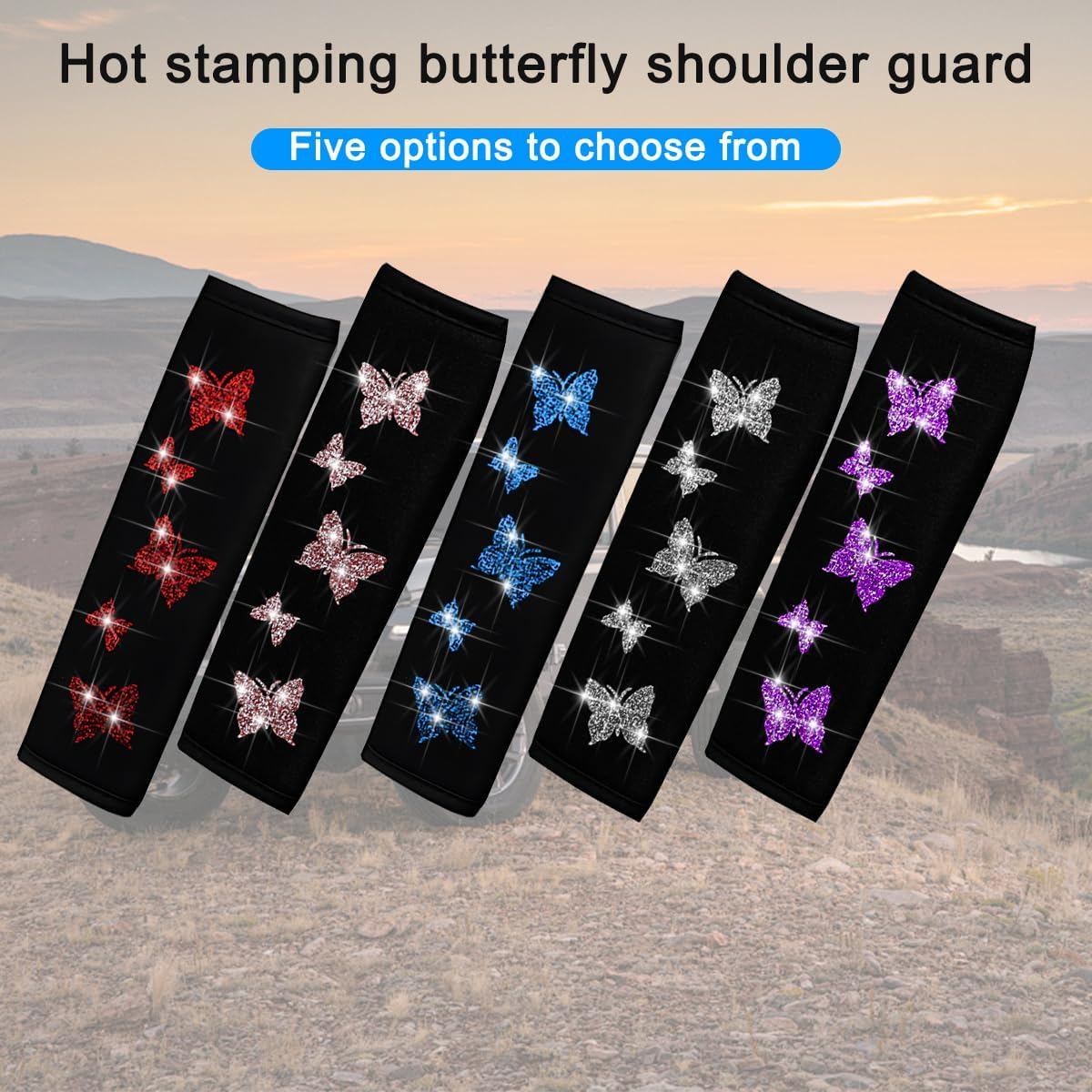 KHGUZ 2PCS Car Seat Belt Covers, Polyester Fiber Vehicle Seatbelt Cushion Pad Protector, Automotive Safe Strap Cover Pad Help Protect Neck and Shoulder, Universal for SUV, Truck, Rv（Red） - Pink image number 7