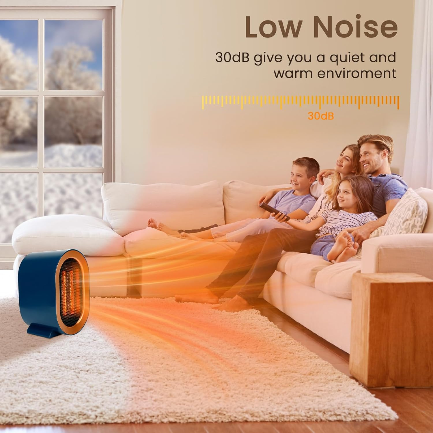 Space Heater for Indoor Use, 1200W Portable Heaters with Overheat & Tip-Over Protection, Small Electric Heater under Desk, 1S Quick Heating Space Heater for Indoors Bedroom, Office Desk, Home-Blue image number 4