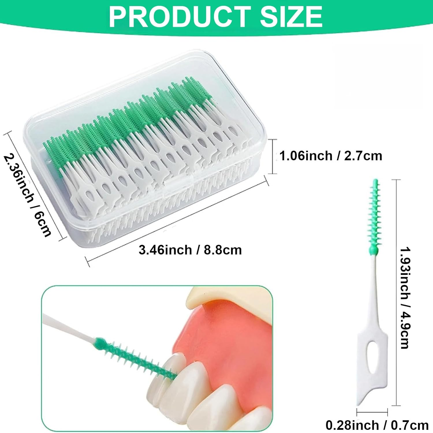 200 Pcs Soft Interdental Brush Dental Brushes between Teeth, Braces Brush, Floss Picks for Cleaning Teeth