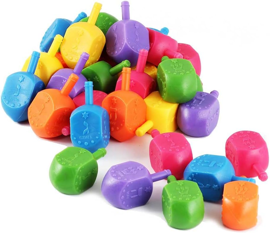 Zion Judaica 100 Medium Plastic Hanukkah Dreidels with English Transliteration - Ziplock Bag