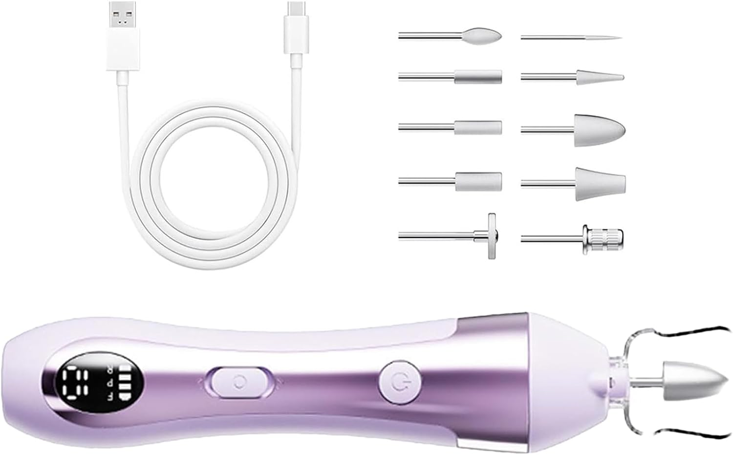 Nybhyjka Nail Filer Electric | Manicure Electric Filer for Nail | 10 Speed Manicure Supplies with Led Light for Elderly Friends Beginners Family Salon Home - White image number 7