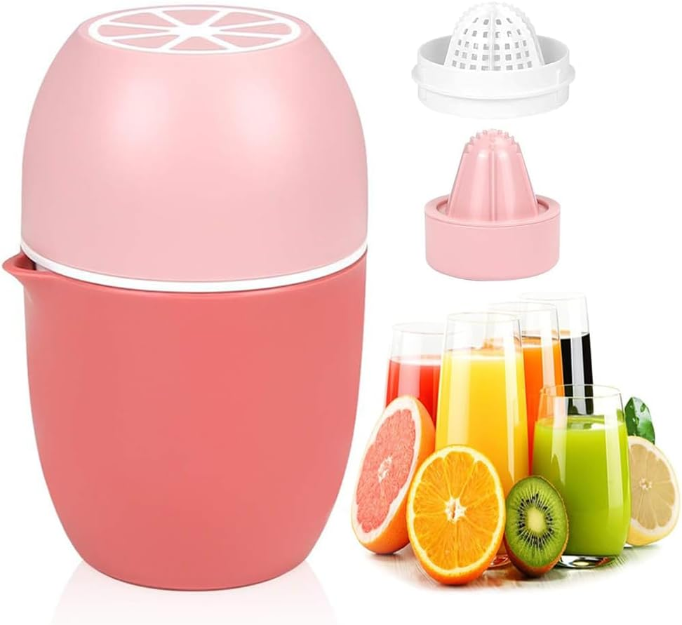 Manual Juicer, Fruit Squeezer, Lemon Squeezer, Manual Plastic Grapefruit Juicer Big Lemon Lime Squeezer, for Different Fruits, Hand Press for Lemons, Limes, Apples, Citrus, Etc (Pink) image number 2